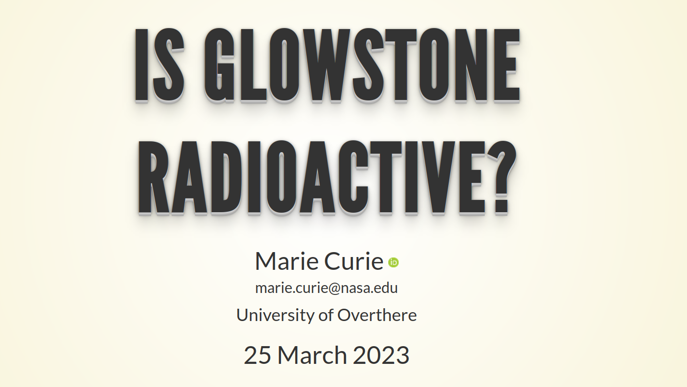 Example title page of Quarto reveal.js theme Default