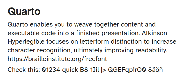 Demonstration of slide in Atkinson Hyperlegible font