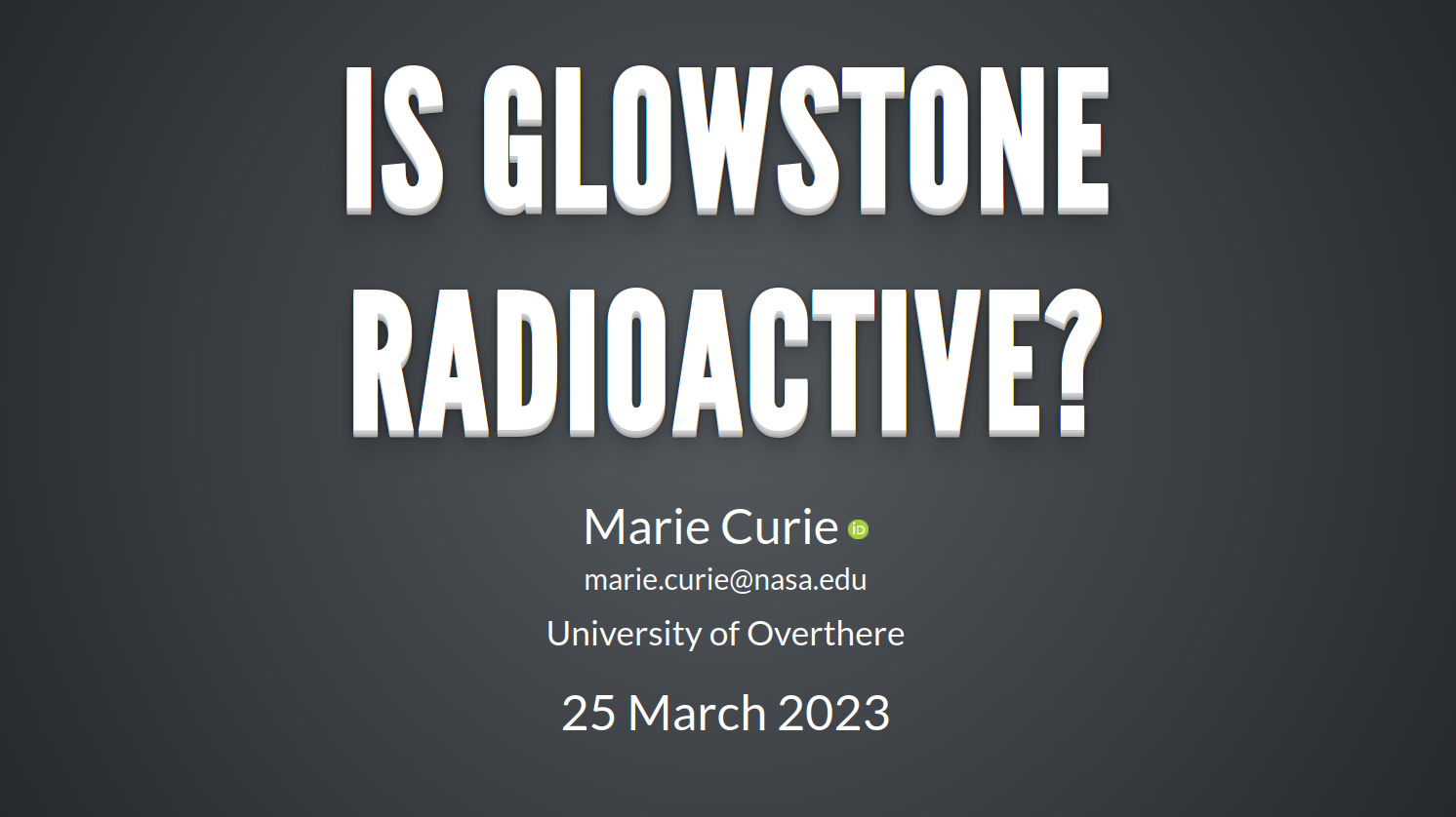 Example title page of Quarto reveal.js theme Default