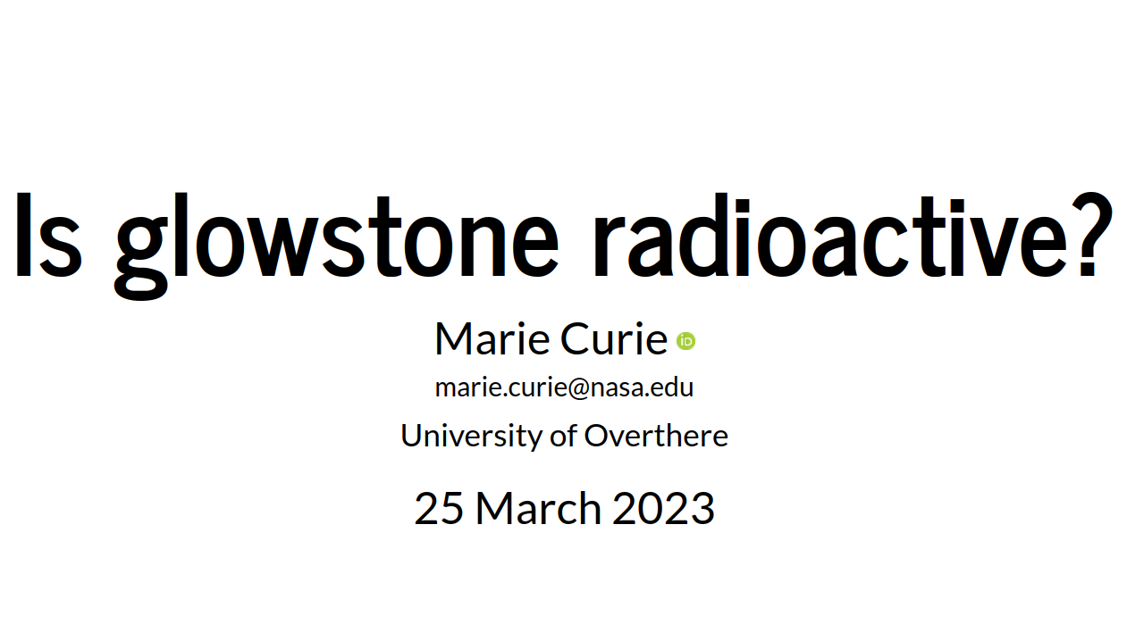 Example title page of Quarto reveal.js theme Default