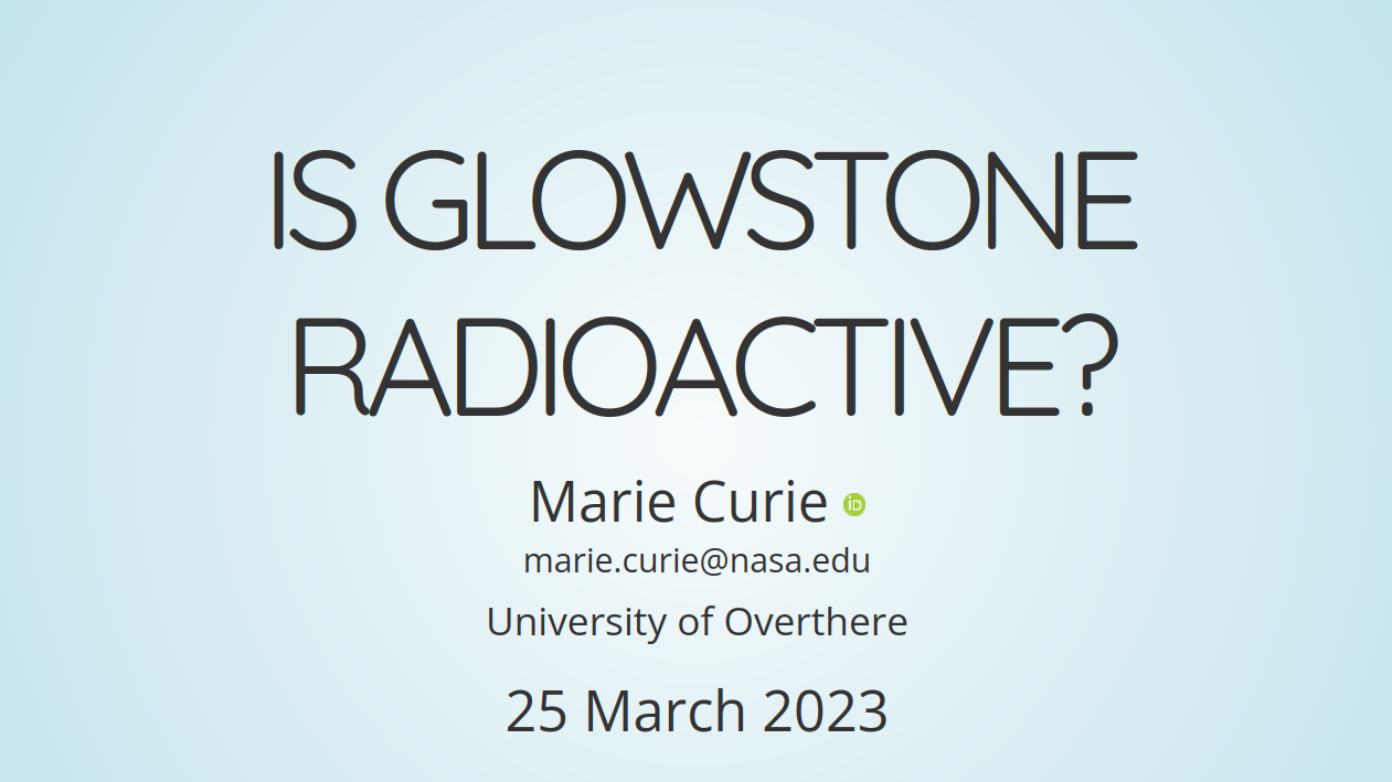 Example title page of Quarto reveal.js theme Default