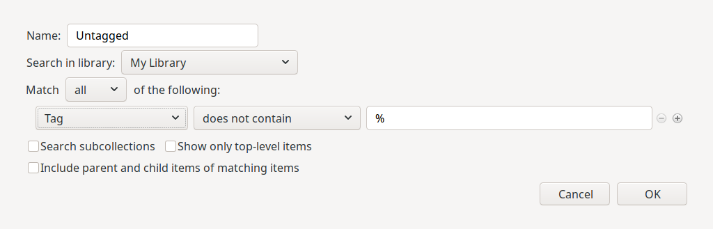 Screenshot of Zotero showing the use of wildcard search
